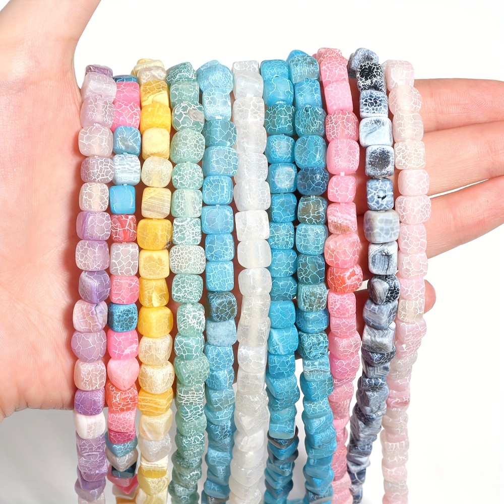 Natural Weathered Square Agate Bead Bracelet for DIY Handmade Weaving